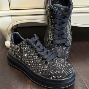 Black Studded Platform Women’s Sneakers